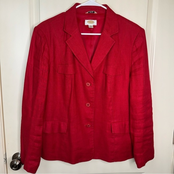 Talbots Red Women's Linen Blend Blazer Size 16 P - Picture 4 of 16